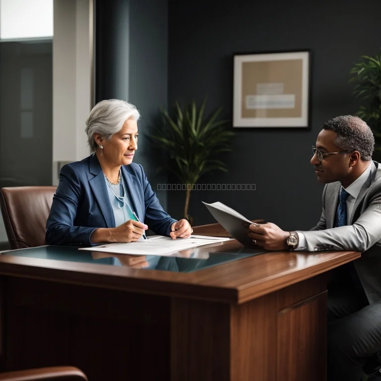 Ältere Person im Gespräch mit Anwalt